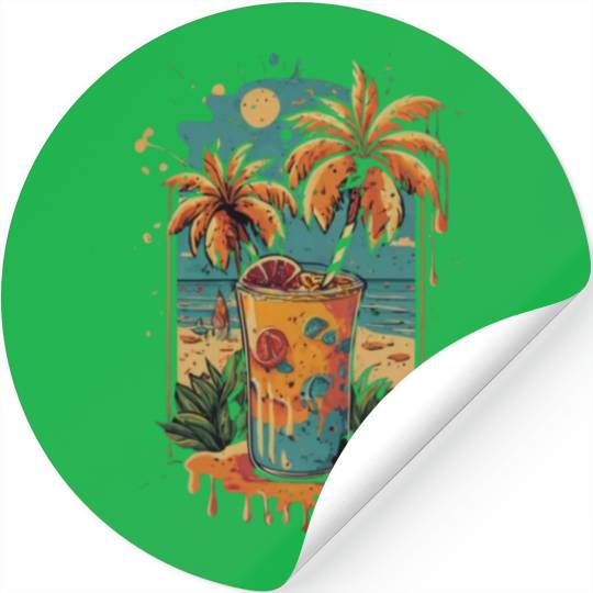 Tropical Bliss: Beach Cocktail Vibes Stickers