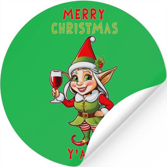 Female elf Merry Christmas Y all 2 Stickers