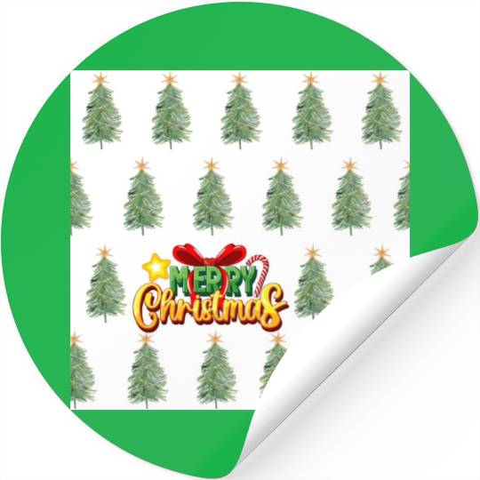Green Christmas Tree Pattern Stickers