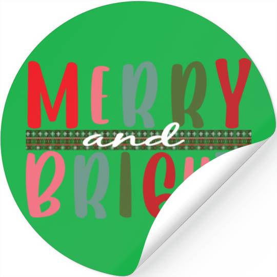 Womens Merry and Bright Christmas Tree Stickers