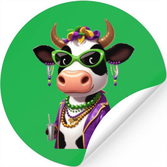 Mardi Gras celebrating cow Stickers