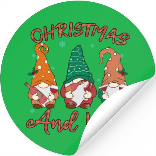 Christmas Gnomes & Wine Delight - Festive Holiday Stickers