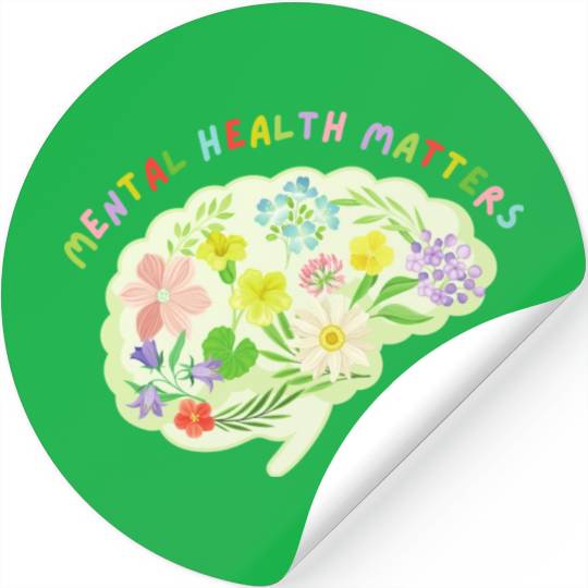 Mental Health Matters Floral Mind Nature Brain Stickers