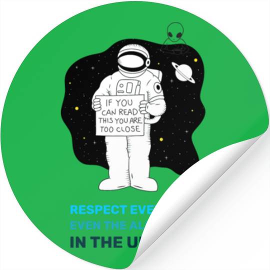 Black White Astronauts and Aliens Stickers