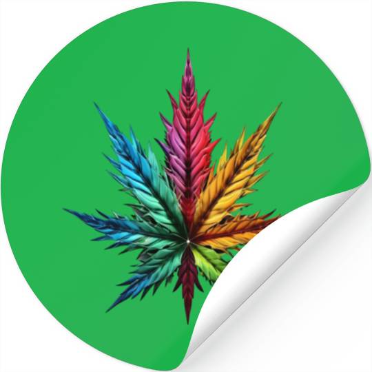 Spectrum Splendor: The Vivid Leaf Stickers