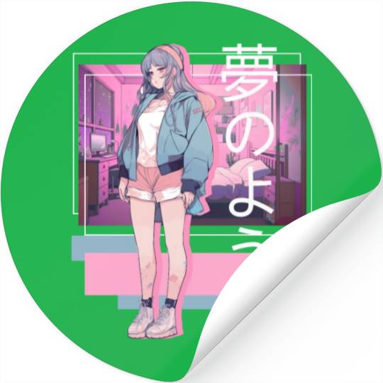 Kawaii Anime Lofi Girl Retro Japanese Soft Girl Ae Stickers