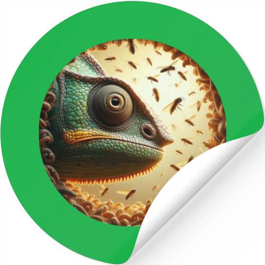 Chameleon head surrounded by bees Stickers