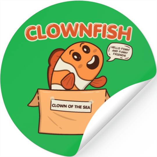 Clownfish Clown Of Sea Funny Fish Cute Coral Reef Stickers
