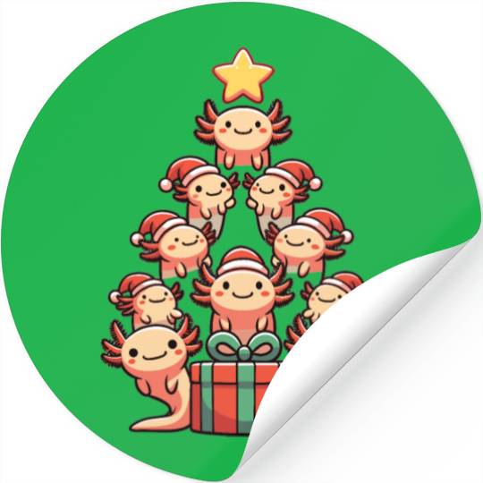 Axolotl Christmas Tree Merry Christmas Stickers