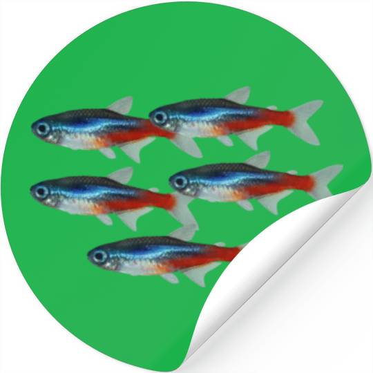 Neon Tetra Fish Bright Color Freshwater Sea Life Stickers