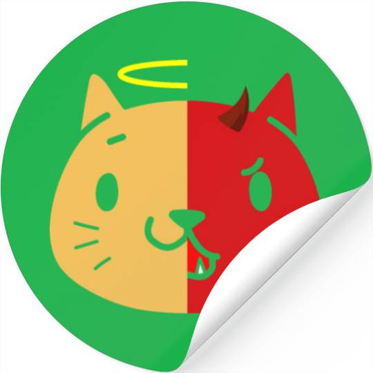 Two Face Cat Angel And Devil Stickers