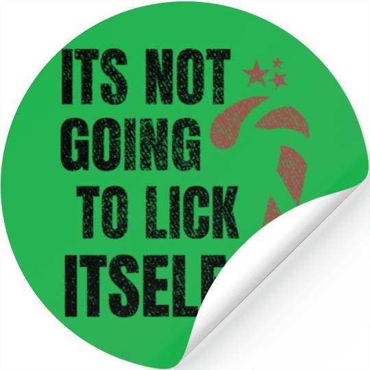 Festive Candy Cane with Stars Illustration Stickers