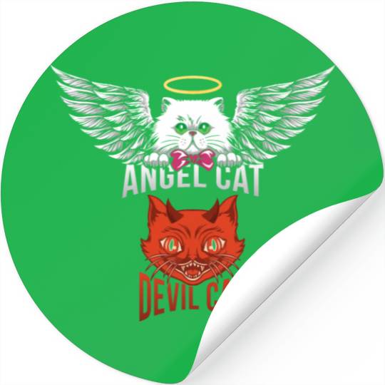 Angel Cat And Devil Cat Stickers