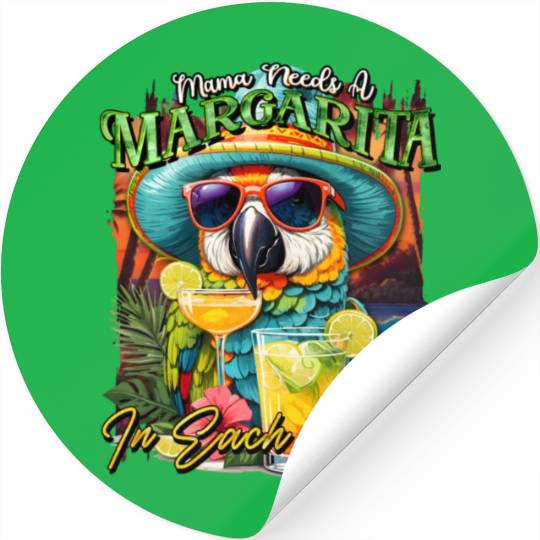 Balanced Diet is A Margarita in Eachs Hands Parrot Stickers