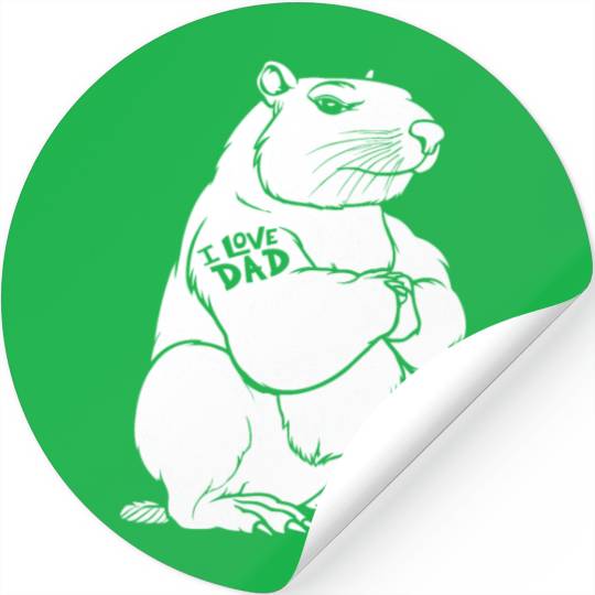 Capybara Biceps Tattoo I Love Dad Stickers