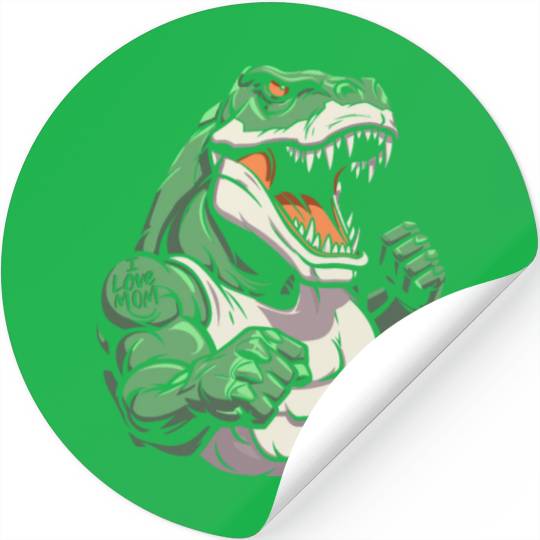 T Rex Dinosaur I Love Mom Stickers