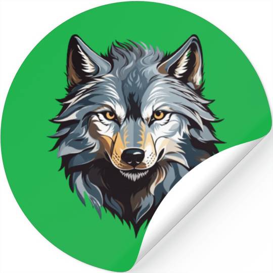 Majestic Wolf Face Illustration Stickers