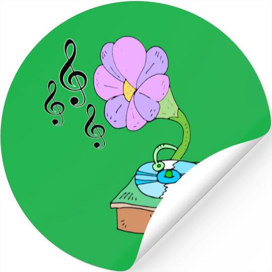 Music Blossom Floreal Surreal Music Lover Design Stickers