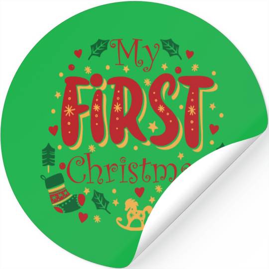 My First Christmas, Infant Baby Cute 1st Christmas Stickers