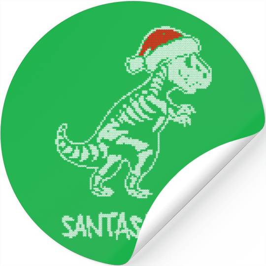 Santasaurus Funny T-Rex Dinosaur Christmas Meme Stickers