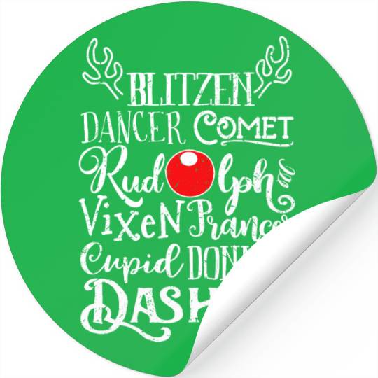 Santa's Reindeer Rudolph List Christmas Themed Mem Stickers