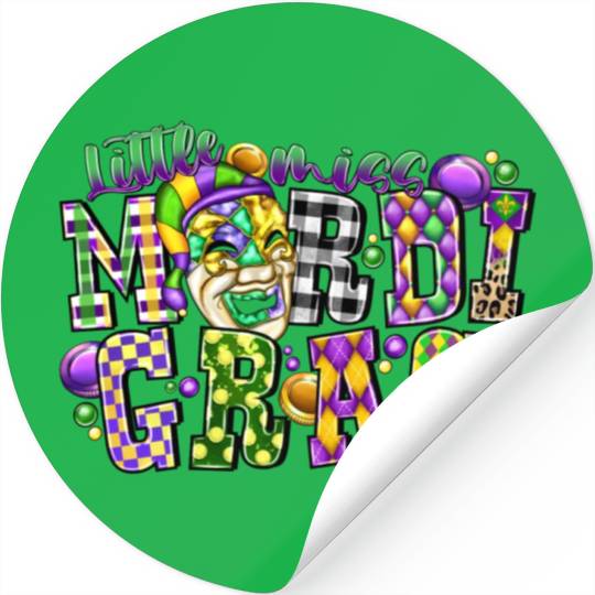 Little Miss Mardi Gras Stickers