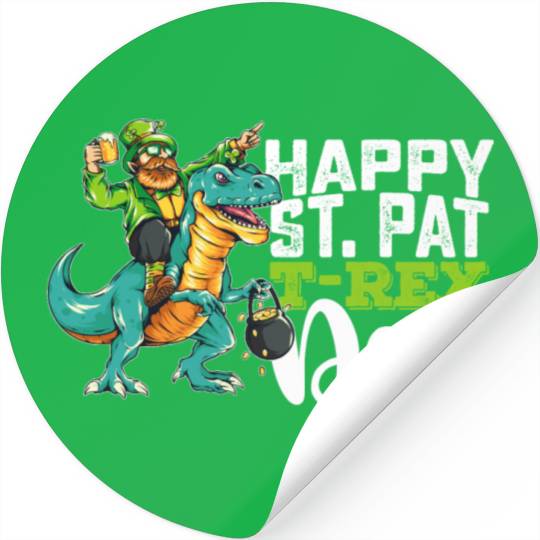 Happy St Patrick's Day Pat T Rex Dinosaur Stickers