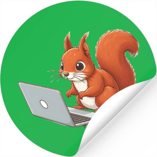 Squirrel on laptop Stickers