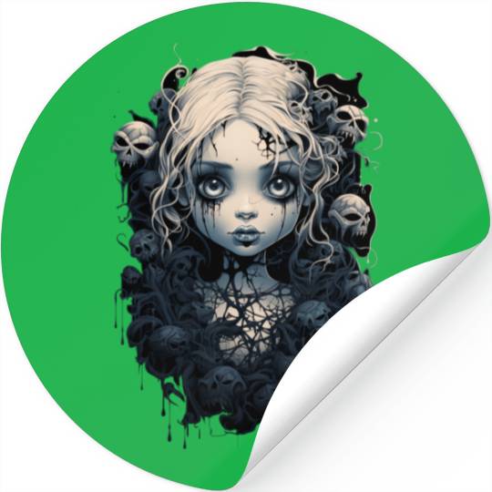 Gothic Girl Halloween Fantasy Dark Stickers