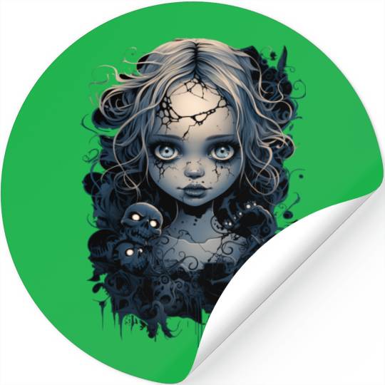 Gothic Girl Halloween Fantasy Dark Stickers