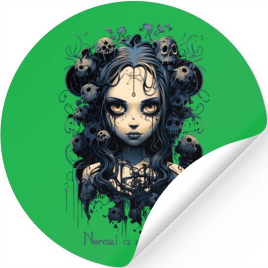 Gothic Girl Saying Normal is an Illusion Stickers