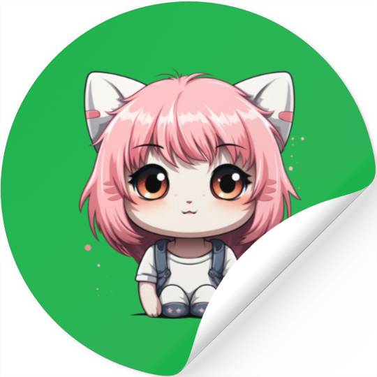 kawaii cat face with cat head Stickers