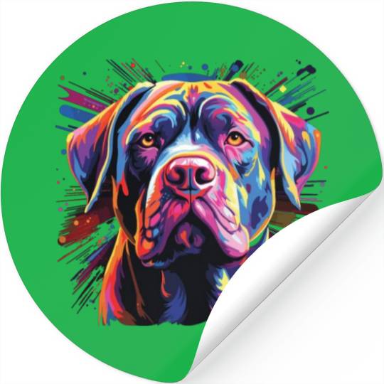 Watercolor Colorful Cane Corso Stickers
