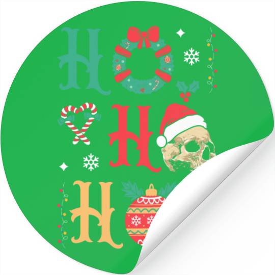 Ho ho ho Merry Christmas Skull Santa Stickers