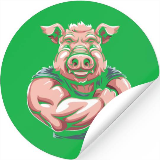 Workout Gym Pig Stickers