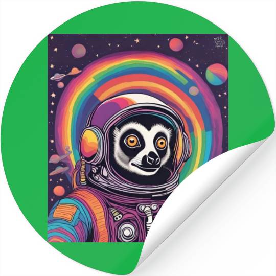 Psychedelic Lemur Astronaut Stickers