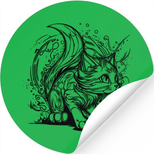 Cute Little Space Cat In Splash Style Stickers