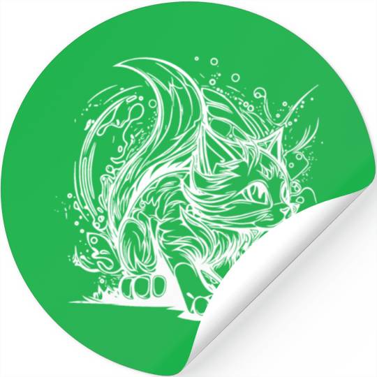 Cute Little Space Cat In Splash Style Stickers