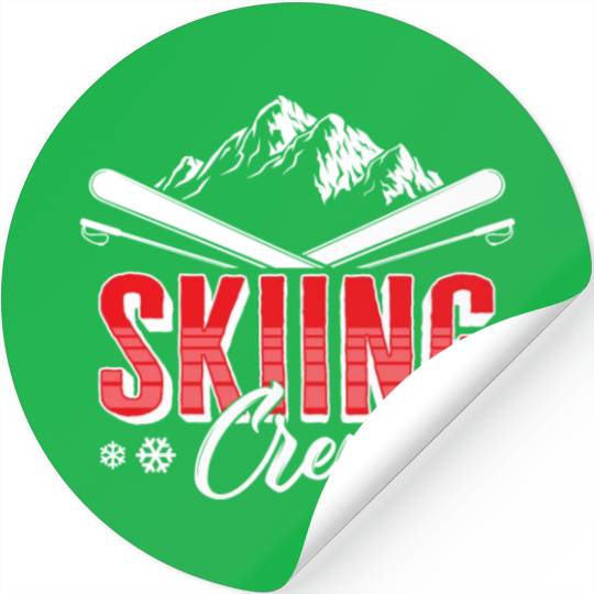 Ski Stickers, Skiing Crew Skis Mountain Snowflakes