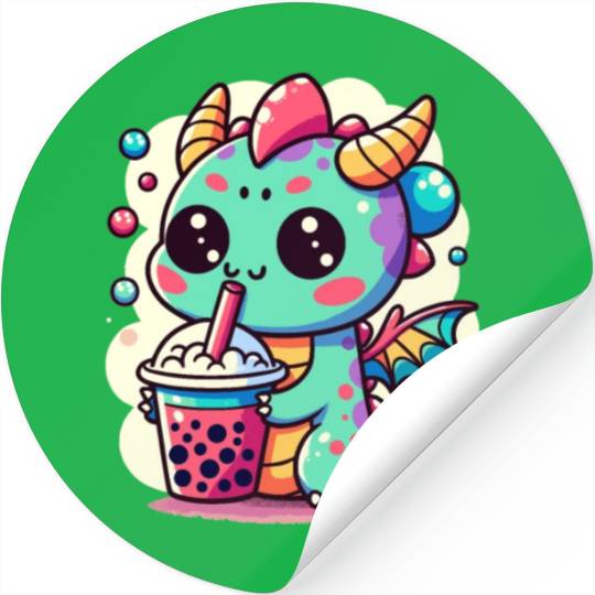 Boba Tea Dragon Kawaii Stickers