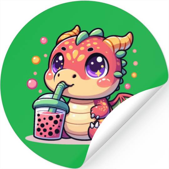 Boba Tea Dragon Kawaii Stickers