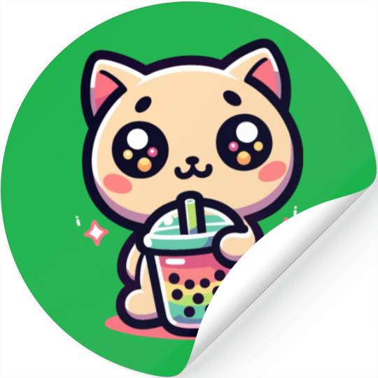 Cat Bubble Tea Boba Kawaii Stickers