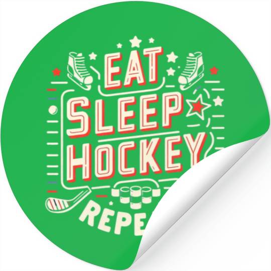Eat sleep hockey repeat Stickers