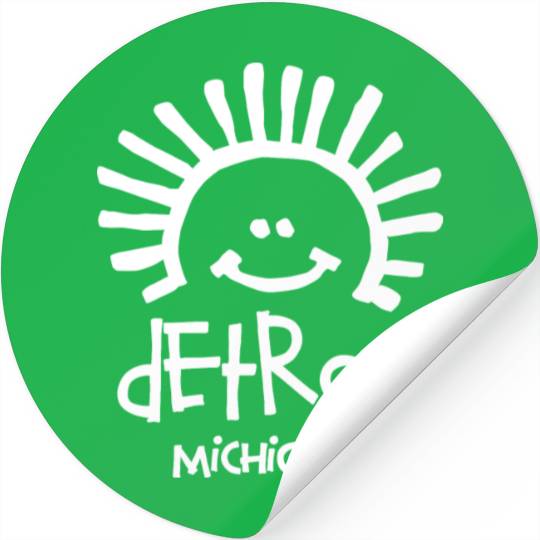 Detroit Michigan Sun Smiley Face Souvenirs Gifts Stickers
