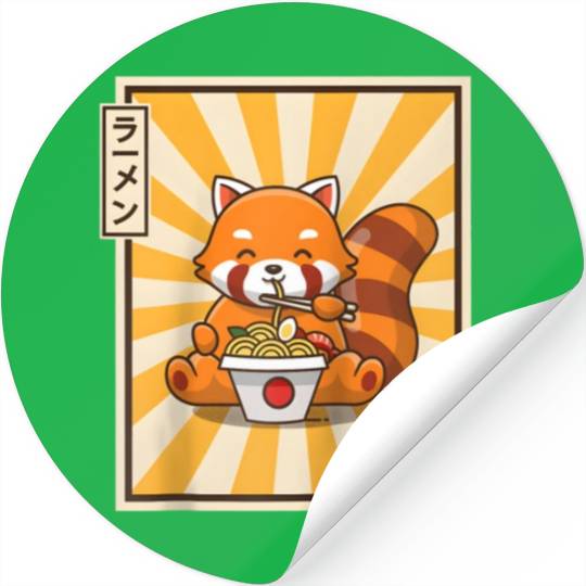 Red Panda Eating Japanese Ra Kawaii Red Panda Base Stickers