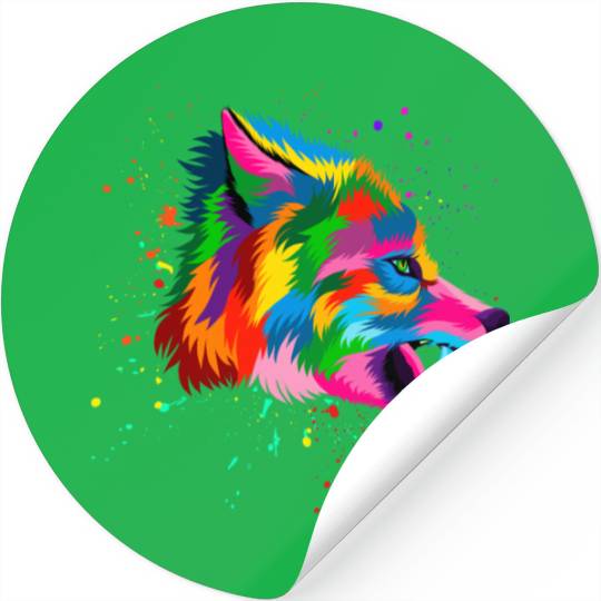 Angry Wolf Head Stickers