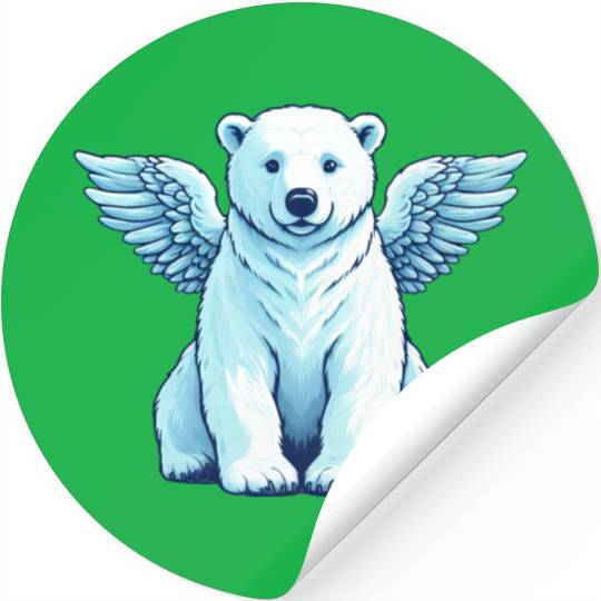 Bear Polar Bear Angel Wings Stickers