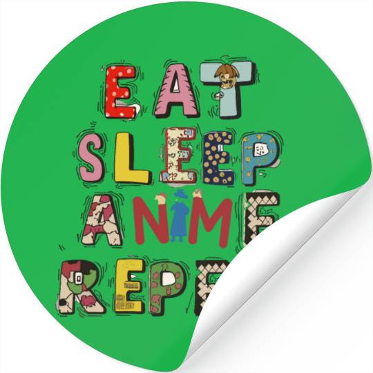 Eat Sleep Anime repeat Stickers