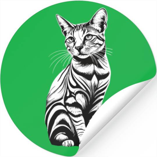 Cat Black and White Stickers