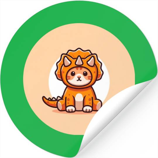 Cat in Stegosaurus Costume Stickers